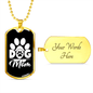 Dog Mom Paw White Necklace Stainless Steel or 18k Gold Dog Tag 24" Chain-Express Your Love Gifts