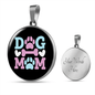 Dog Mom Pink Circle Necklace Stainless Steel or 18k Gold 18-22"-Express Your Love Gifts