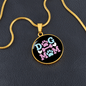 Dog Mom Pink Circle Necklace Stainless Steel or 18k Gold 18-22"-Express Your Love Gifts