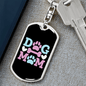 Dog Mom Pink Keychain Stainless Steel or 18k Gold Dog Tag Keyring-Express Your Love Gifts