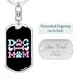 Dog Mom Pink Keychain Stainless Steel or 18k Gold Dog Tag Keyring-Express Your Love Gifts