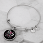 Dog Mom Pink White Bracelet Stainless Steel or 18k Gold Circle Bangle-Express Your Love Gifts