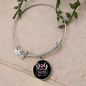 Dog Mom Pink White Bracelet Stainless Steel or 18k Gold Circle Bangle-Express Your Love Gifts