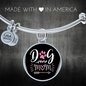 Dog Mom Pink White Bracelet Stainless Steel or 18k Gold Circle Bangle-Express Your Love Gifts