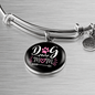 Dog Mom Pink White Bracelet Stainless Steel or 18k Gold Circle Bangle-Express Your Love Gifts