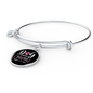 Dog Mom Pink White Bracelet Stainless Steel or 18k Gold Circle Bangle-Express Your Love Gifts