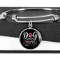 Dog Mom Pink White Bracelet Stainless Steel or 18k Gold Circle Bangle-Express Your Love Gifts
