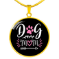 Dog Mom Pink White Circle Necklace Stainless Steel or 18k Gold 18-22"-Express Your Love Gifts