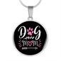 Dog Mom Pink White Circle Necklace Stainless Steel or 18k Gold 18-22"-Express Your Love Gifts