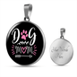 Dog Mom Pink White Circle Necklace Stainless Steel or 18k Gold 18-22"-Express Your Love Gifts