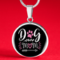 Dog Mom Pink White Circle Necklace Stainless Steel or 18k Gold 18-22"-Express Your Love Gifts