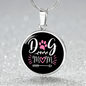 Dog Mom Pink White Circle Necklace Stainless Steel or 18k Gold 18-22"-Express Your Love Gifts
