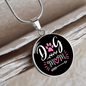 Dog Mom Pink White Circle Necklace Stainless Steel or 18k Gold 18-22"-Express Your Love Gifts