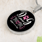 Dog Mom Pink White Circle Necklace Stainless Steel or 18k Gold 18-22"-Express Your Love Gifts