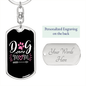 Dog Mom Pink White Keychain Stainless Steel or 18k Gold Dog Tag Keyring-Express Your Love Gifts