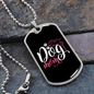 Dog Mom Pink White Necklace Stainless Steel or 18k Gold Dog Tag 24" Chain-Express Your Love Gifts