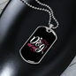 Dog Mom Pink White Necklace Stainless Steel or 18k Gold Dog Tag 24" Chain-Express Your Love Gifts