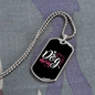 Dog Mom Pink White Necklace Stainless Steel or 18k Gold Dog Tag 24" Chain-Express Your Love Gifts