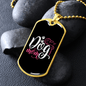 Dog Mom Pink White Necklace Stainless Steel or 18k Gold Dog Tag 24" Chain-Express Your Love Gifts