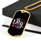 Dog Mom Pink White Necklace Stainless Steel or 18k Gold Dog Tag 24" Chain-Express Your Love Gifts