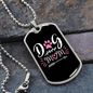 Dog Mom Pink White Pink Necklace Stainless Steel or 18k Gold Dog Tag 24" Chain-Express Your Love Gifts