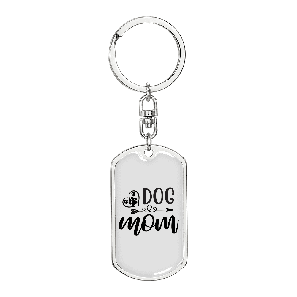 Dog Mom Plain Keychain Stainless Steel or 18k Gold Dog Tag Keyring-Express Your Love Gifts