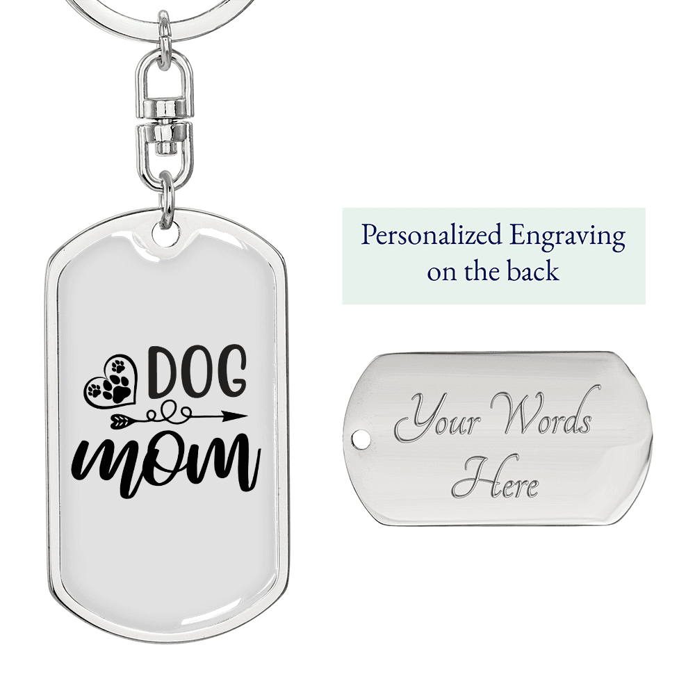Dog Mom Plain Keychain Stainless Steel or 18k Gold Dog Tag Keyring-Express Your Love Gifts
