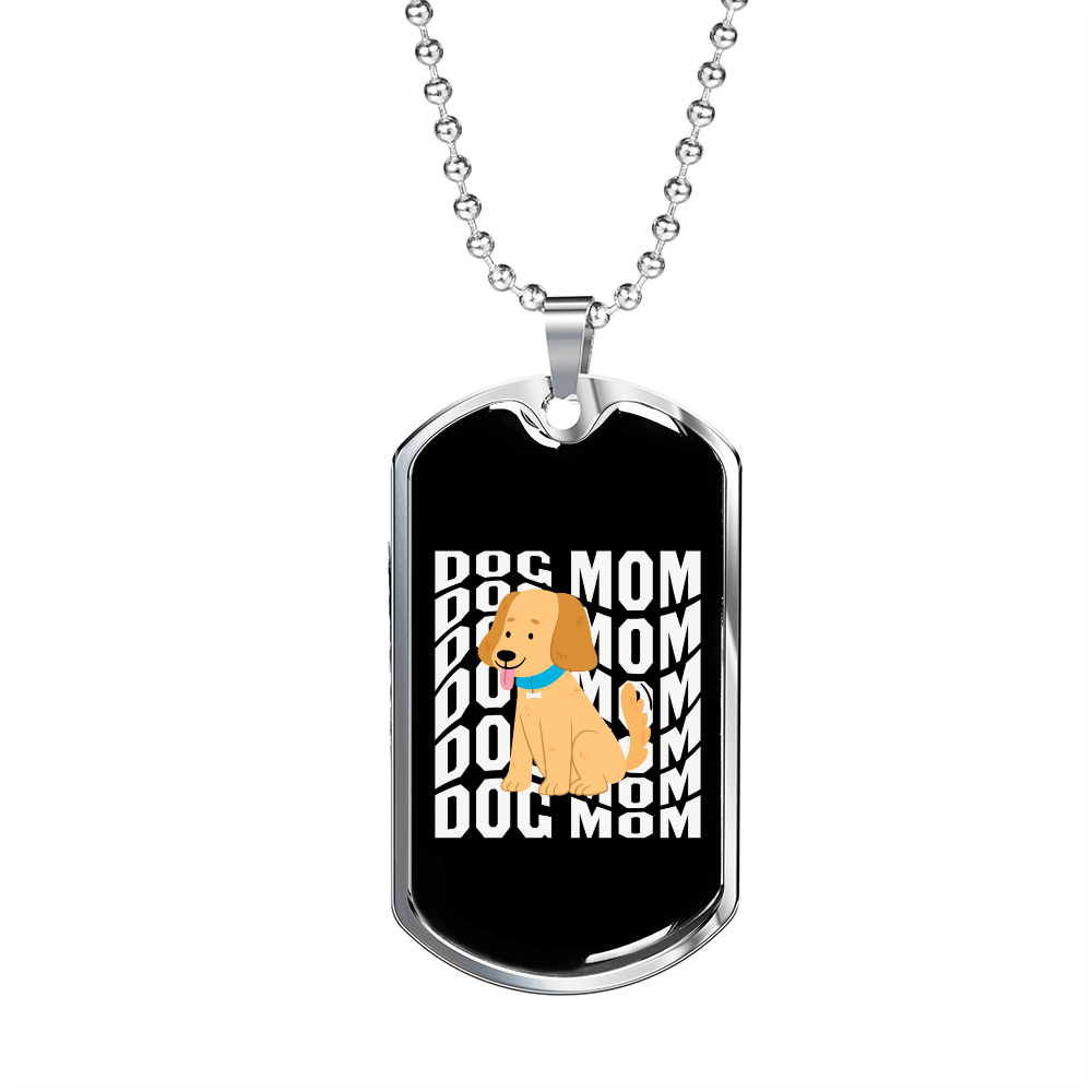 Dog Mom Puppy Necklace Stainless Steel or 18k Gold Dog Tag 24" Chain-Express Your Love Gifts