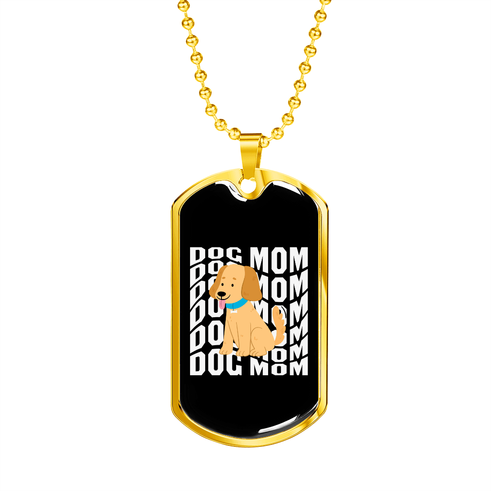 Dog Mom Puppy Necklace Stainless Steel or 18k Gold Dog Tag 24" Chain-Express Your Love Gifts
