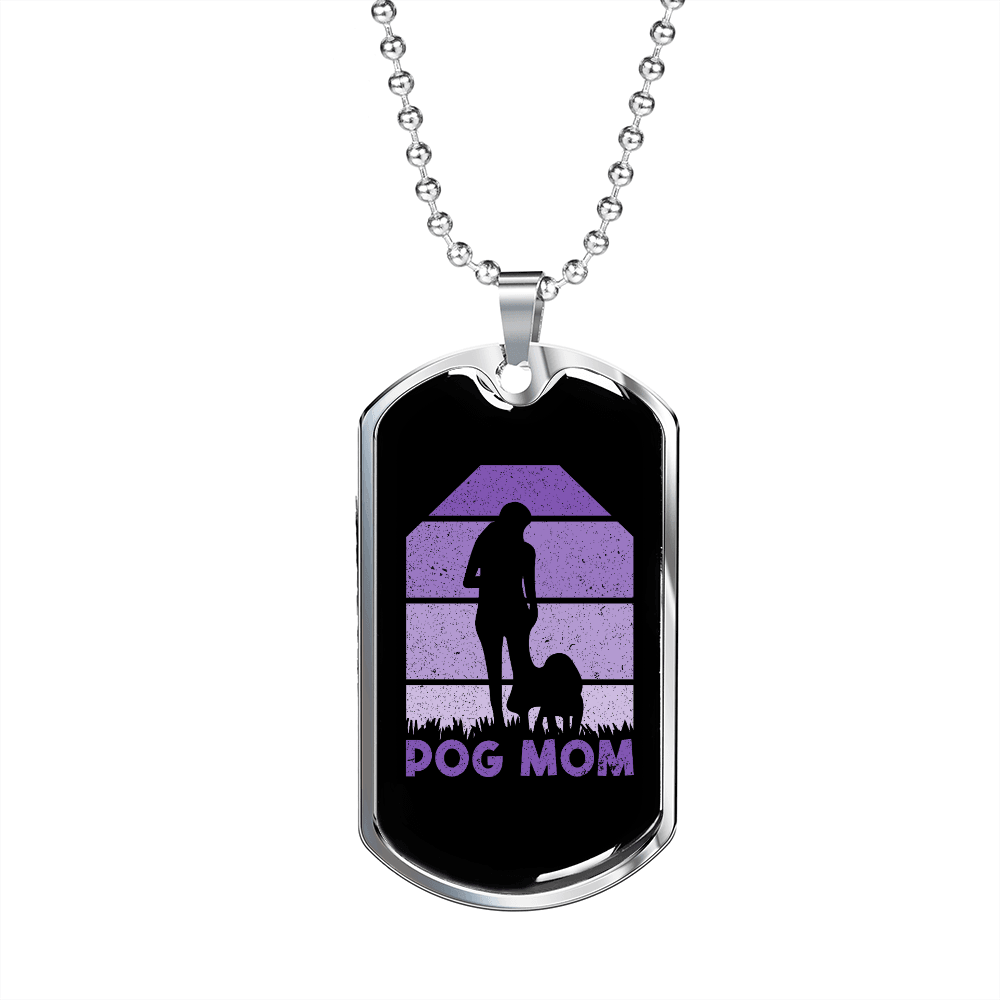Dog Mom Purple Necklace Stainless Steel or 18k Gold Dog Tag 24" Chain-Express Your Love Gifts