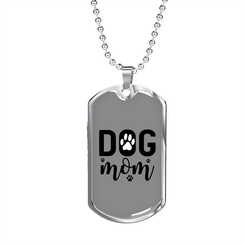 Dog Mom TranspArent Necklace Stainless Steel or 18k Gold Dog Tag 24" Chain-Express Your Love Gifts