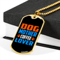 Dog Mother Coffee Lover Necklace Stainless Steel or 18k Gold Dog Tag 24" Chain-Express Your Love Gifts