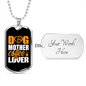 Dog Mother Coffee Lover Yellow White Necklace Stainless Steel or 18k Gold Dog Tag 24" Chain-Express Your Love Gifts