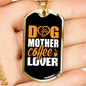 Dog Mother Coffee Lover Yellow White Necklace Stainless Steel or 18k Gold Dog Tag 24" Chain-Express Your Love Gifts