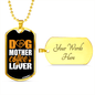 Dog Mother Coffee Lover Yellow White Necklace Stainless Steel or 18k Gold Dog Tag 24" Chain-Express Your Love Gifts