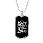 Dog Mother Wine Love Necklace Stainless Steel or 18k Gold Dog Tag 24" Chain-Express Your Love Gifts