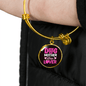 Dog Mother Wine Lover Pink Bracelet Stainless Steel or 18k Gold Circle Bangle-Express Your Love Gifts