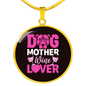 Dog Mother Wine Lover Pink Circle Necklace Stainless Steel or 18k Gold 18-22"-Express Your Love Gifts
