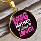 Dog Mother Wine Lover Pink Circle Necklace Stainless Steel or 18k Gold 18-22"-Express Your Love Gifts
