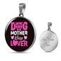 Dog Mother Wine Lover Pink Circle Necklace Stainless Steel or 18k Gold 18-22"-Express Your Love Gifts