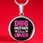 Dog Mother Wine Lover Pink Circle Necklace Stainless Steel or 18k Gold 18-22"-Express Your Love Gifts