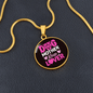 Dog Mother Wine Lover Pink Circle Necklace Stainless Steel or 18k Gold 18-22"-Express Your Love Gifts