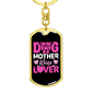 Dog Mother Wine Lover Pink Keychain Stainless Steel or 18k Gold Dog Tag Keyring-Express Your Love Gifts