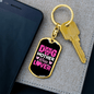 Dog Mother Wine Lover Pink Keychain Stainless Steel or 18k Gold Dog Tag Keyring-Express Your Love Gifts