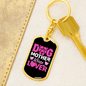 Dog Mother Wine Lover Pink Keychain Stainless Steel or 18k Gold Dog Tag Keyring-Express Your Love Gifts