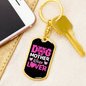 Dog Mother Wine Lover Pink Keychain Stainless Steel or 18k Gold Dog Tag Keyring-Express Your Love Gifts