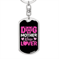 Dog Mother Wine Lover Pink Keychain Stainless Steel or 18k Gold Dog Tag Keyring-Express Your Love Gifts