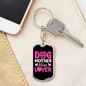 Dog Mother Wine Lover Pink Keychain Stainless Steel or 18k Gold Dog Tag Keyring-Express Your Love Gifts