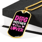 Dog Mother Wine Lover Pink Necklace Stainless Steel or 18k Gold Dog Tag 24" Chain-Express Your Love Gifts