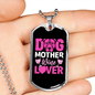 Dog Mother Wine Lover Pink Necklace Stainless Steel or 18k Gold Dog Tag 24" Chain-Express Your Love Gifts